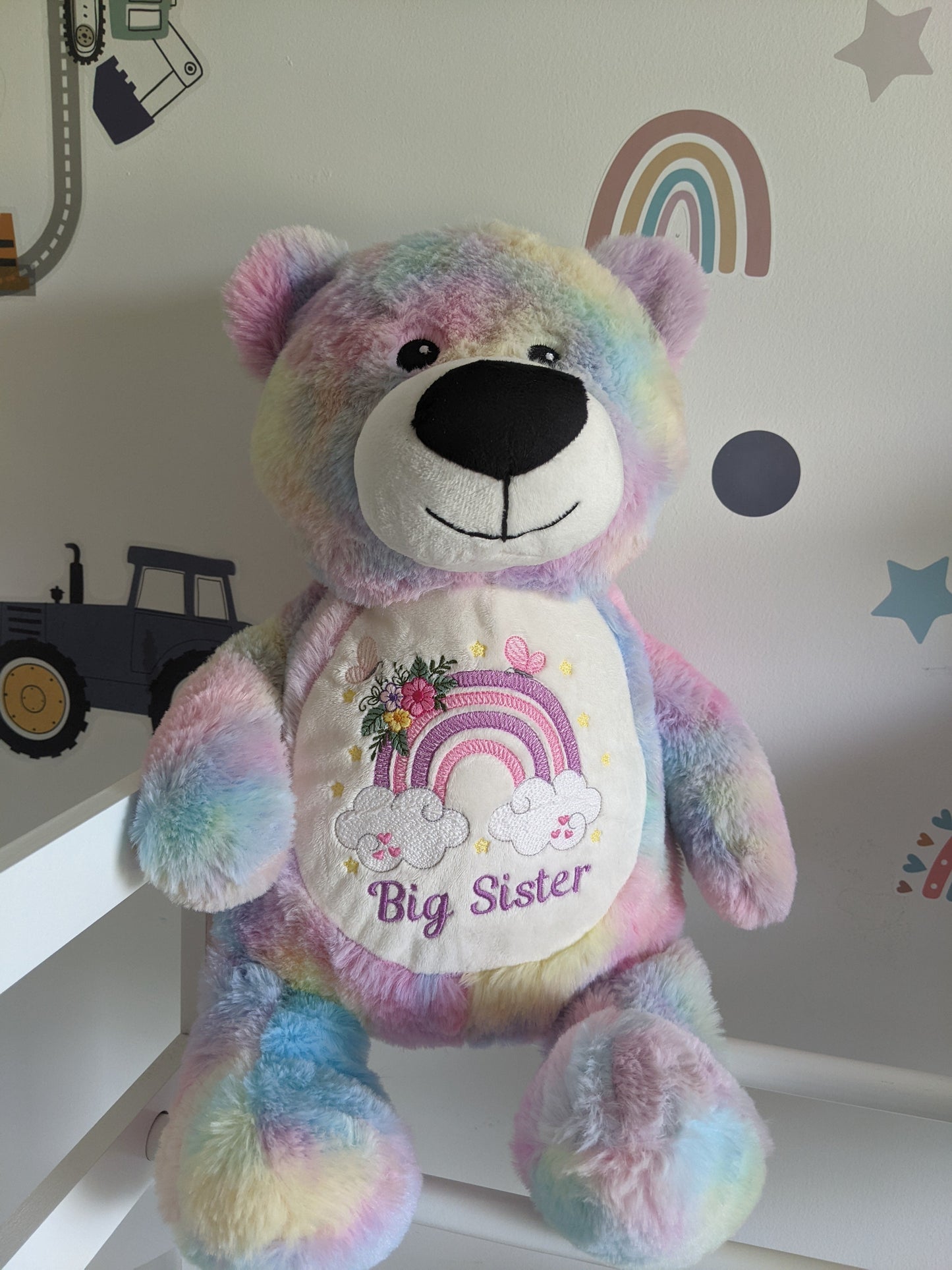 Big or Little Sister Teddy - Baby Gift  - Embroidery