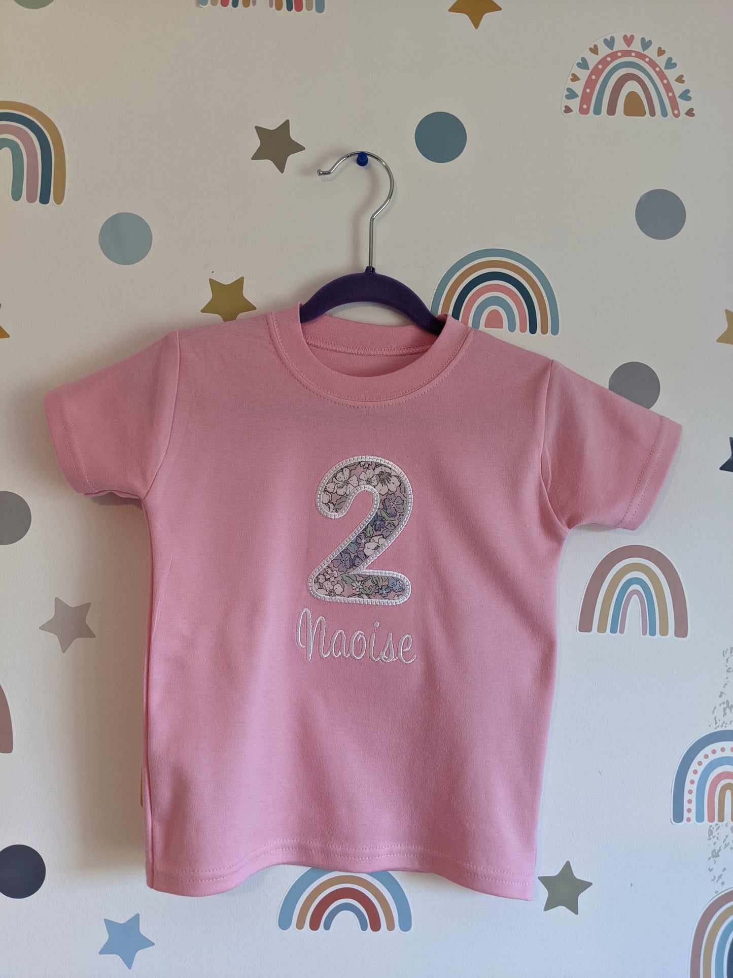 Personalised Children's Birthday Tshirt | Flowers | Dinosaurs | Space | Embroidery