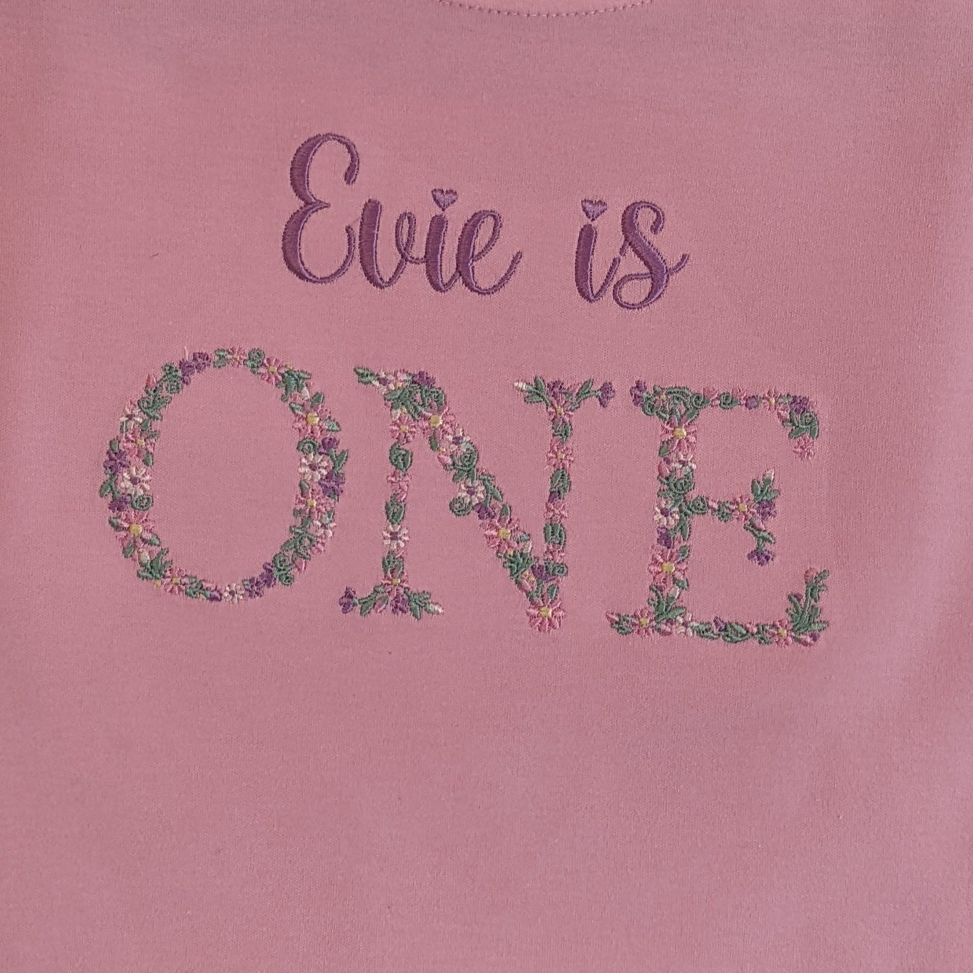 Children Personalised 1st Birthday Sweatshirt with Monogram Floral Font- Embroidery