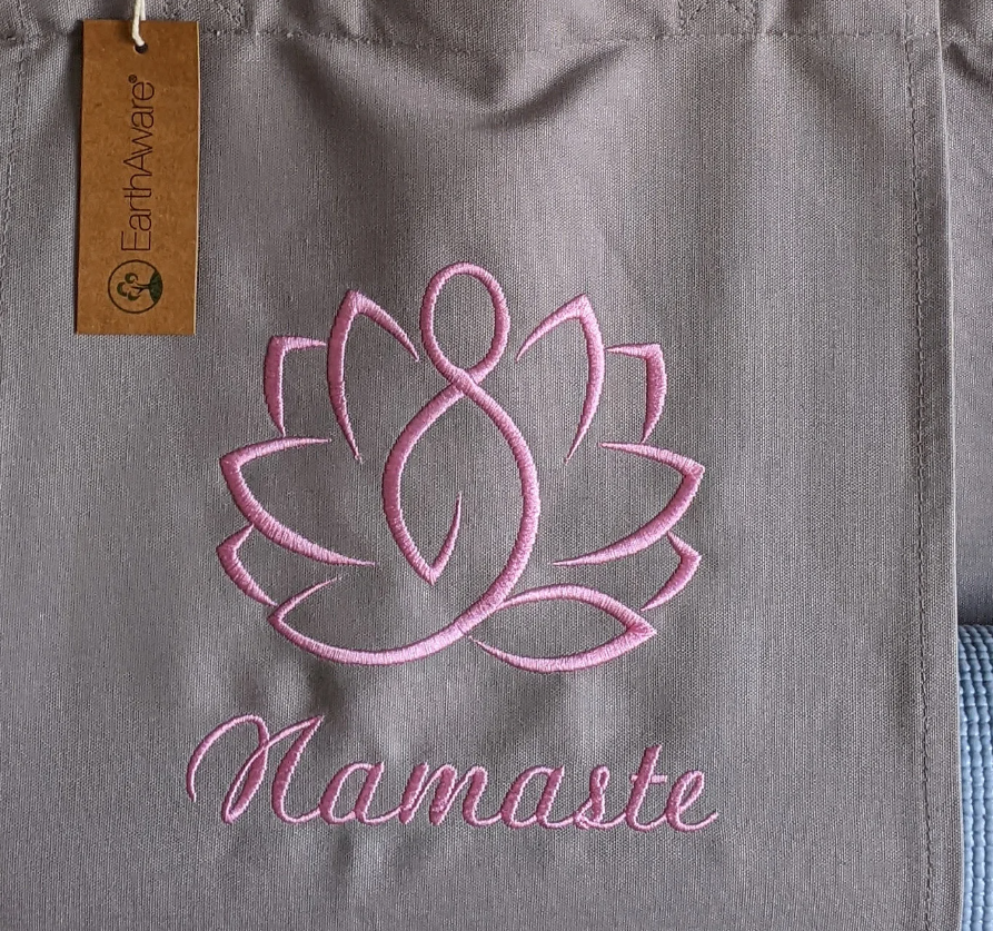 Personalised Organic Yoga Tote bag with mat pocket