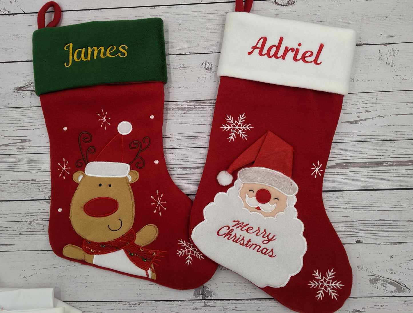 Personalised  Christmas Stockings |  Stockings with Name | Cute Christmas Decoration |  Embroidered