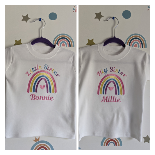 Big Sister Rainbow Tshirt - Embroidery