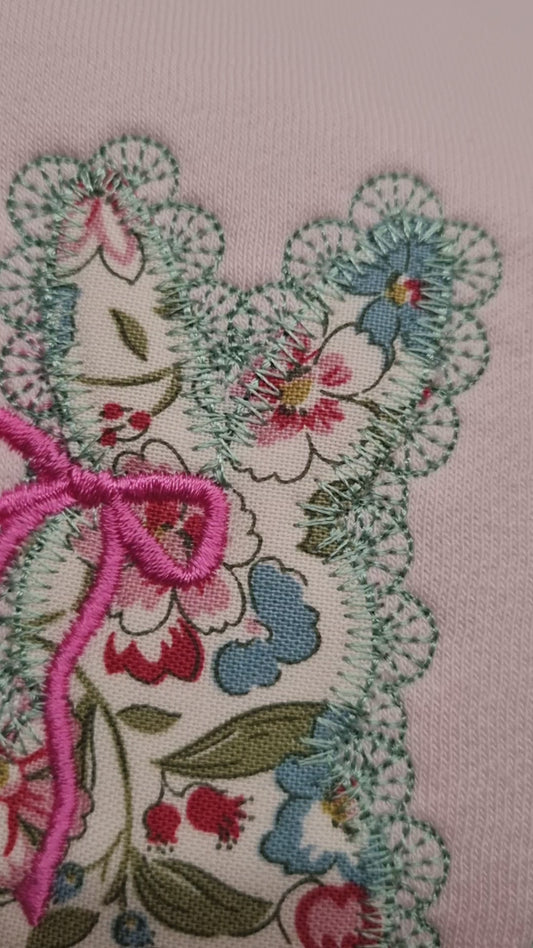 Personnalised trio of bunnies  with Liberty of London Fabric - Embroidery