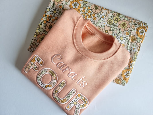 Children's  First Birthday Sweatshirt | All Age |  Flowers | Dinosaurs | Space  | Embroidery