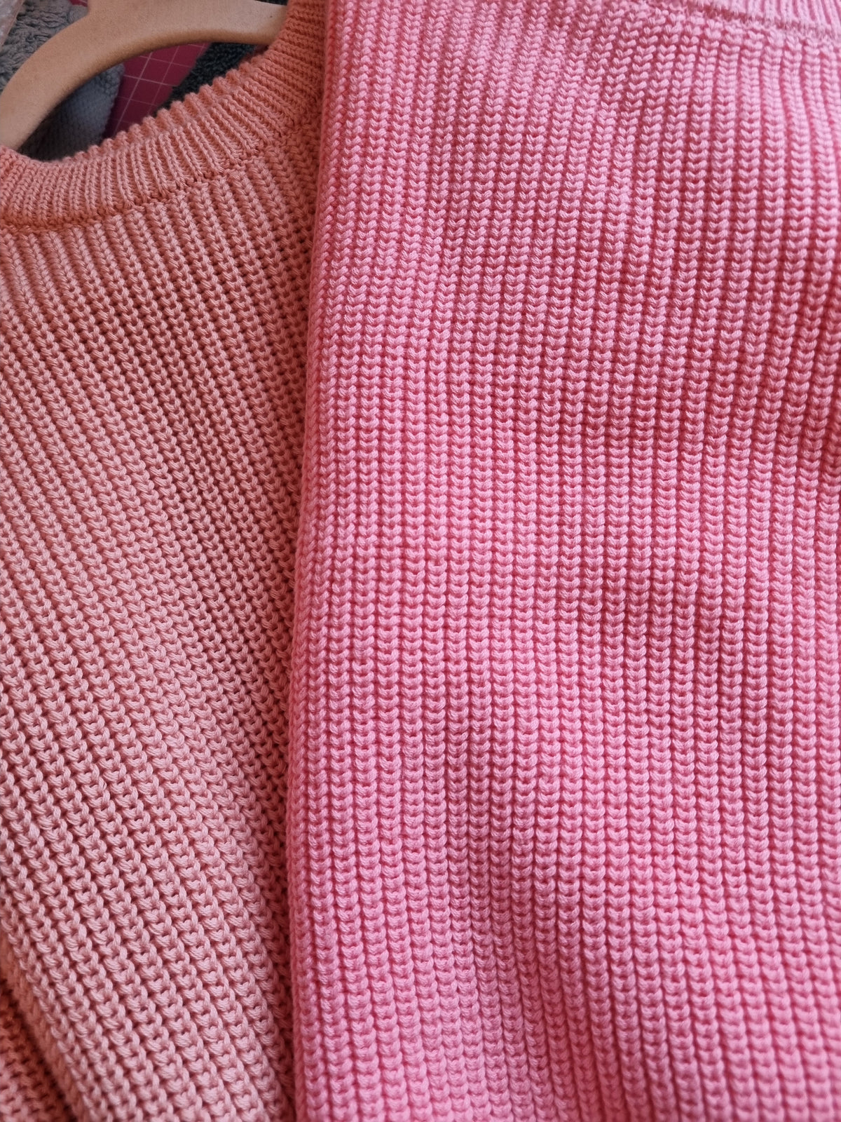 Chunky Knit cotton Sweater With Floral letter