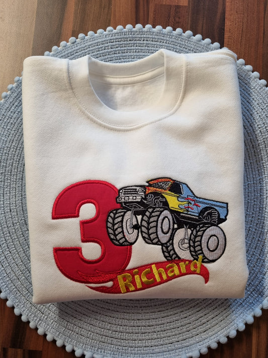 Monster truck  birthday  Sweatshirt - Embroidery