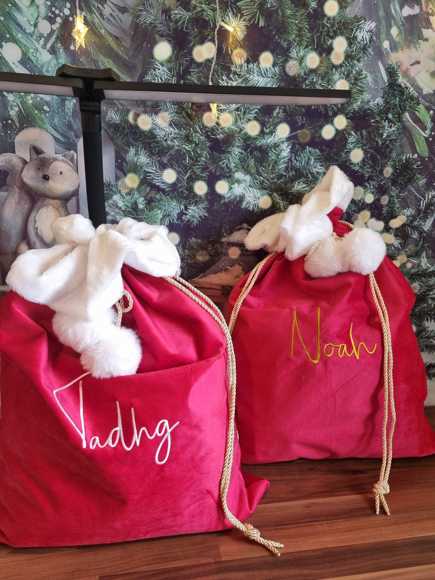 PRE ORDER NOW - Personnalised Plain Large Santa Sacks in Red - Embroidery