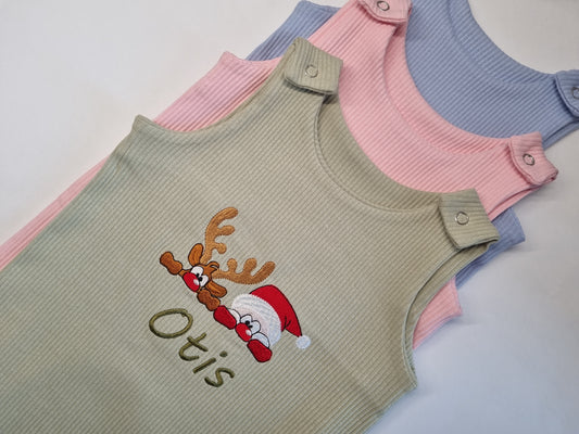 PRE order  with deposit - Dungaree - Embroidery - Santa and Rudolph