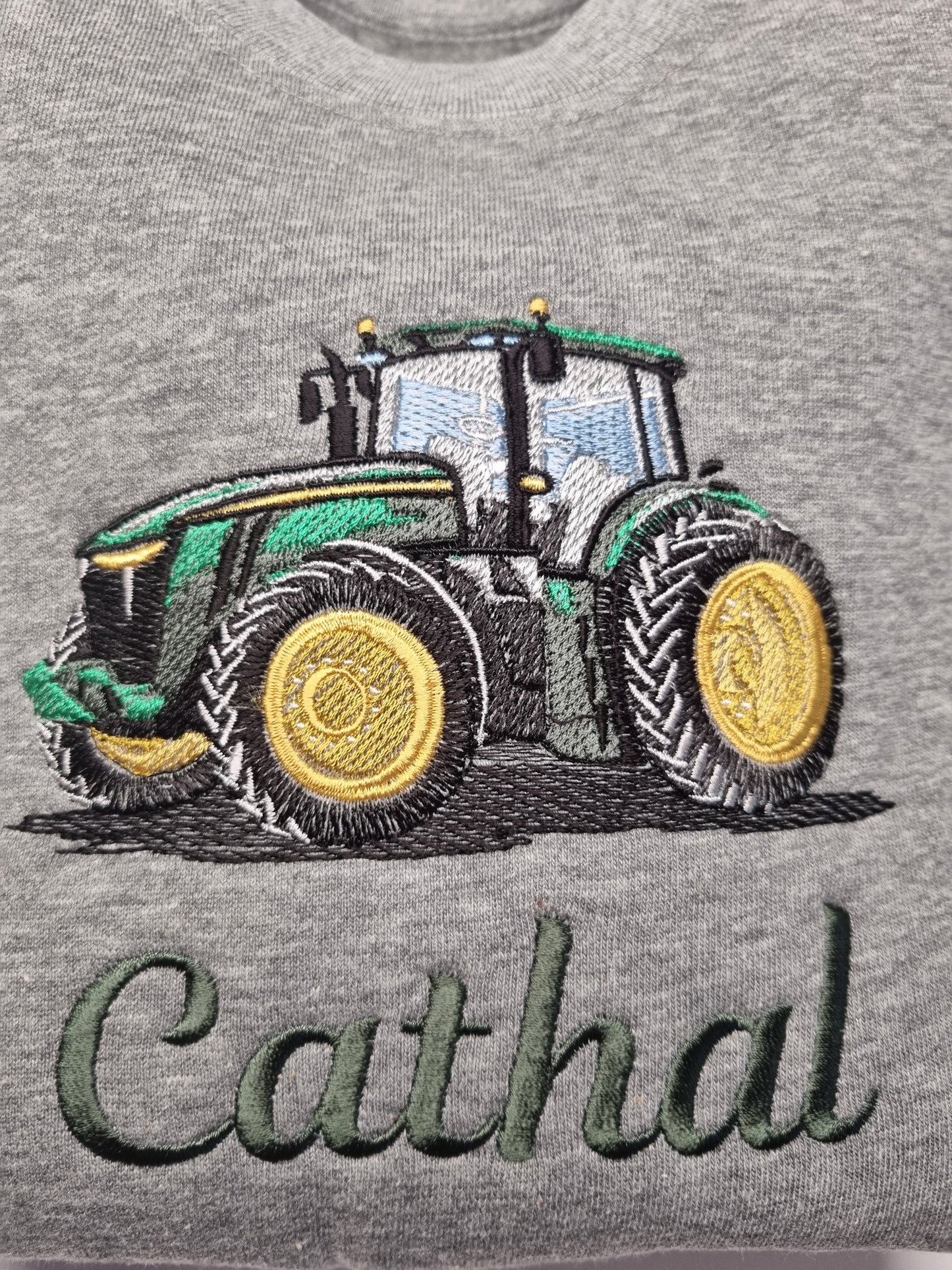 Children  Sweatshirt with Green Tractor - Embroidered