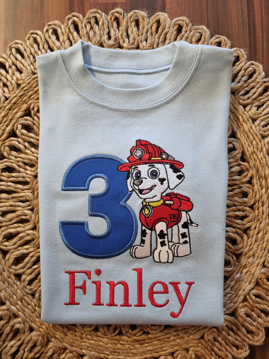 Marshall  Paw Patrol birthday tshirt - Embroidery