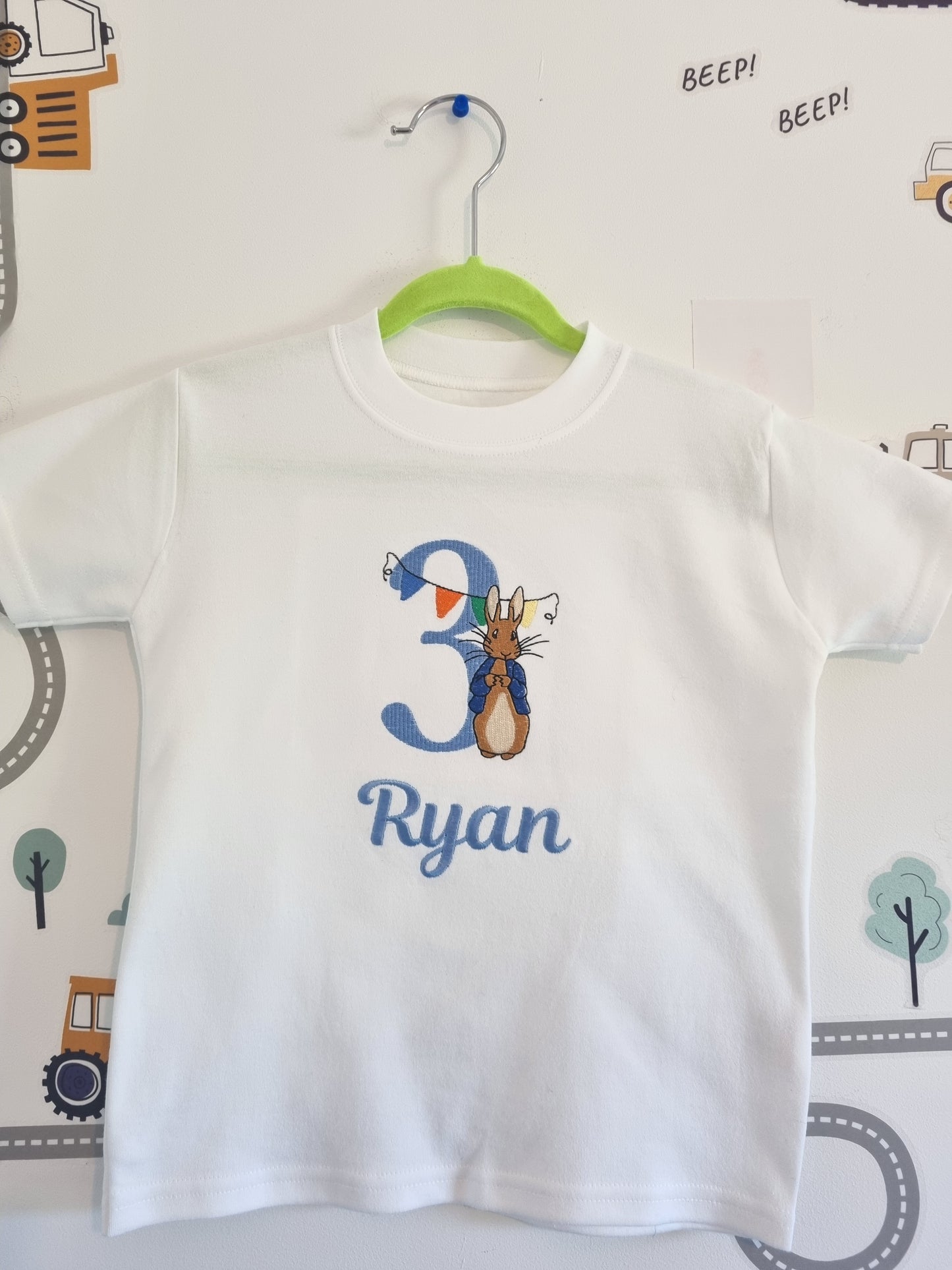 Personalised Rabbit birthday tshirt  - Embroidery