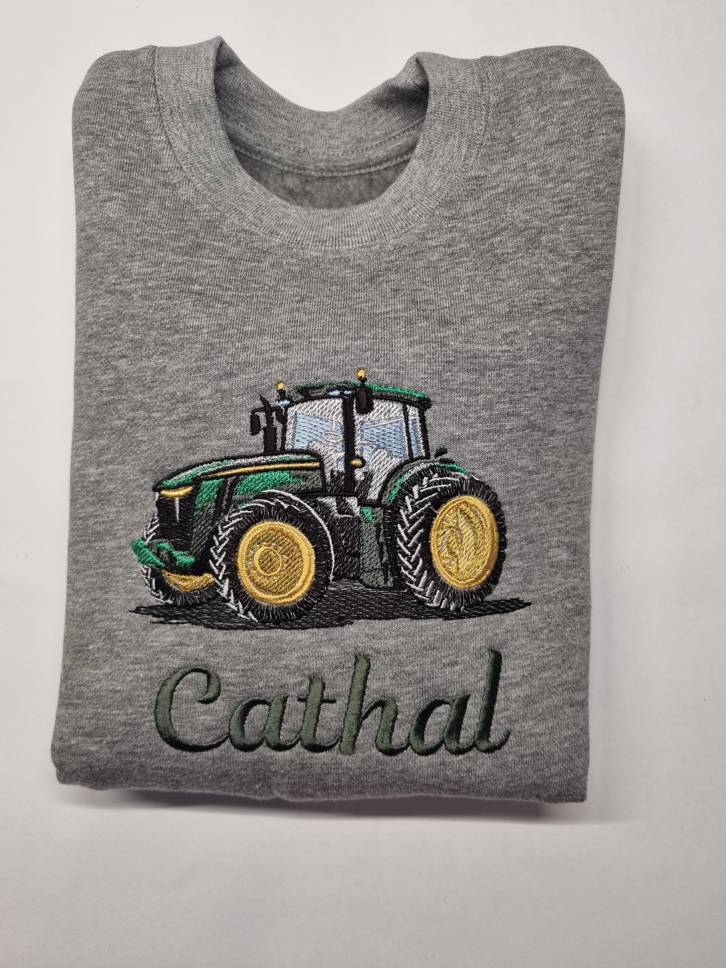 Children  Sweatshirt with Green Tractor - Embroidered