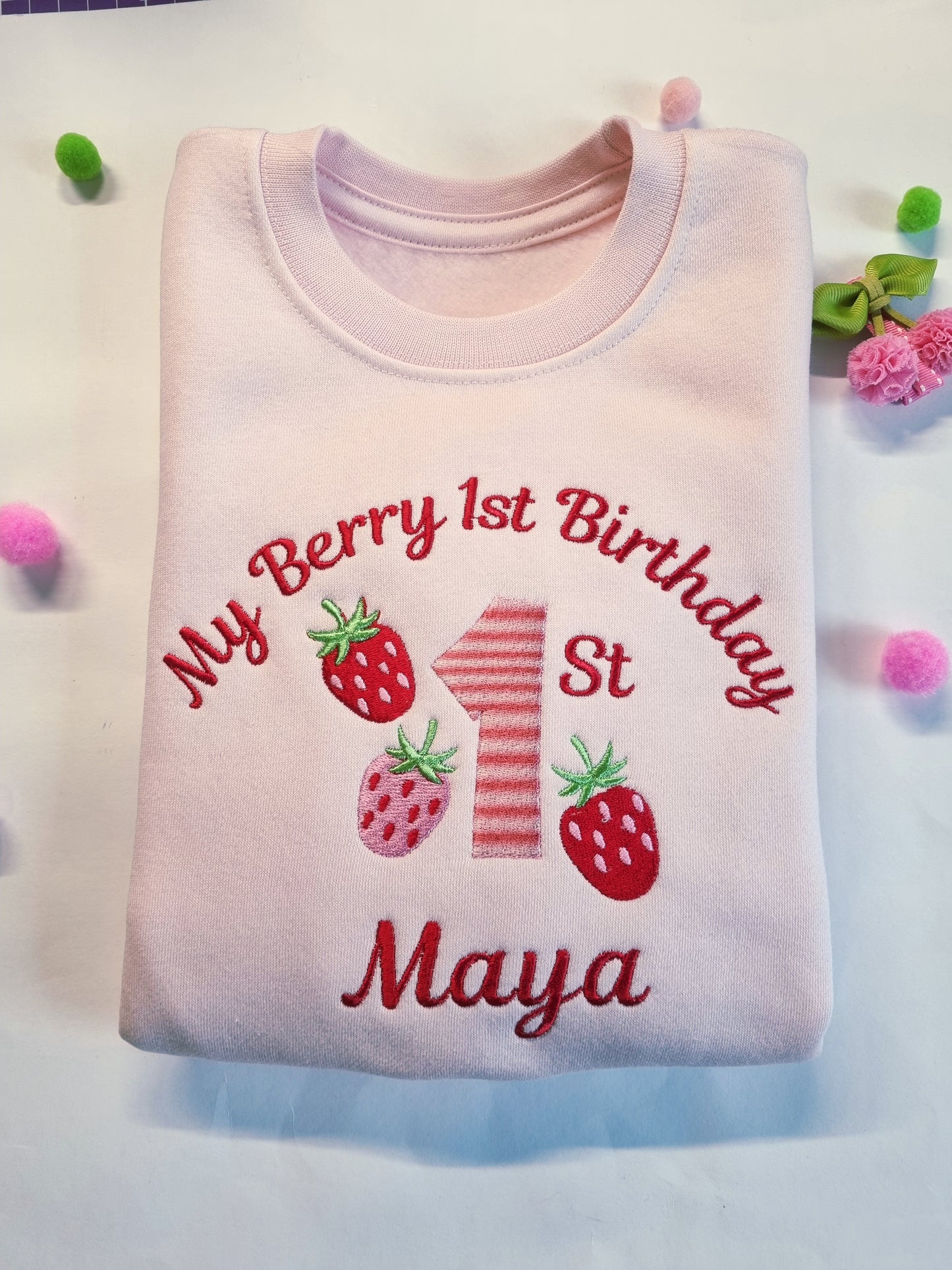 My berry 1st  Birthday Sweatshirt- Embroidery