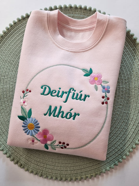 Deirfiúr Mhór | Big Sister Flower Wreath | Embroidery