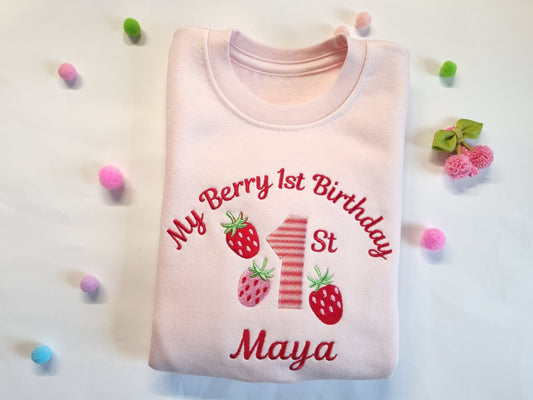 My berry 1st  Birthday Sweatshirt- Embroidery