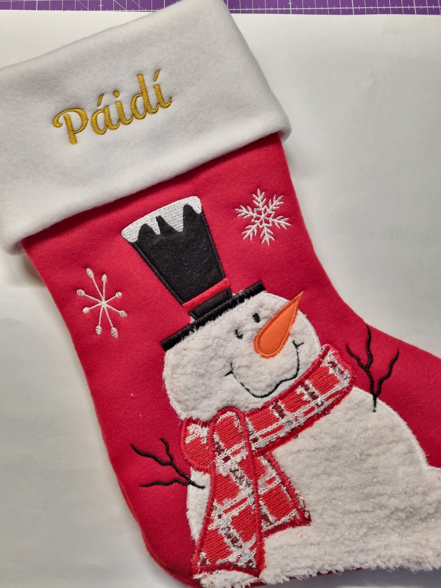 Personalised Snowman  Christmas Stockings |  Stockings with Name | Cute Christmas Decoration |  Embroidered