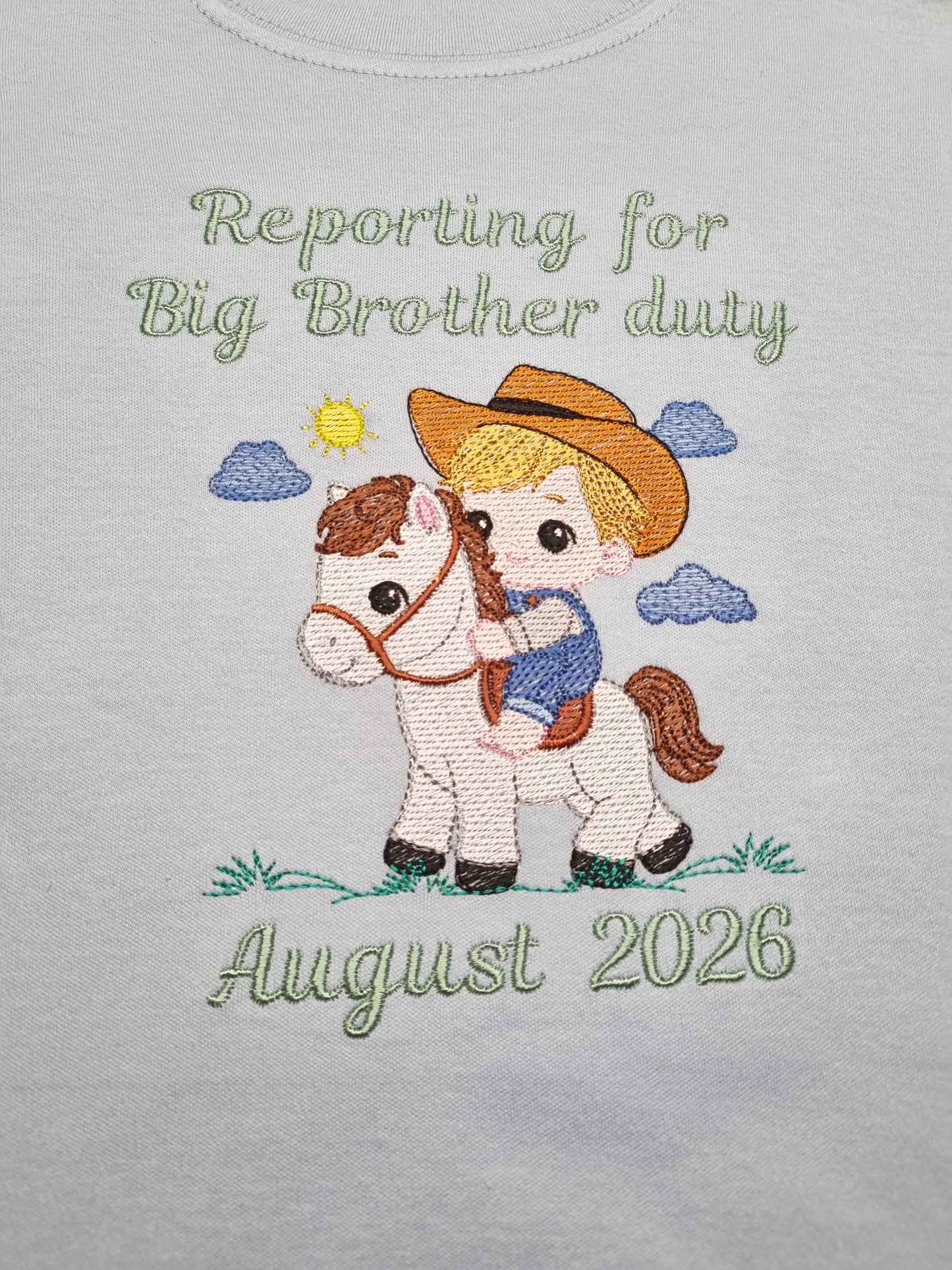 Children Personalised Big  Brother Tshirt Cowboy and Horse - Embroidery