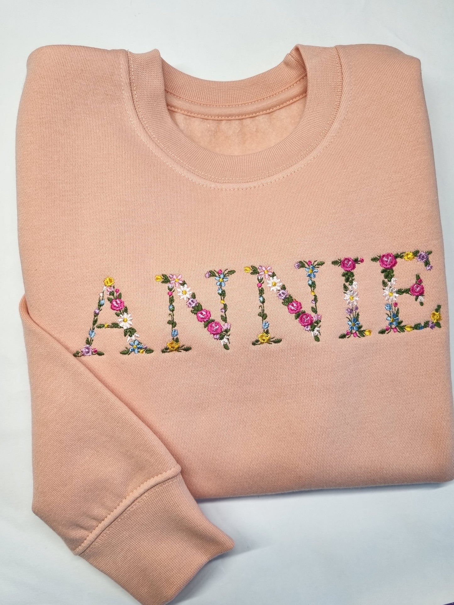 Children Personalised   Sweatshirt  with Floral name - Embroidery
