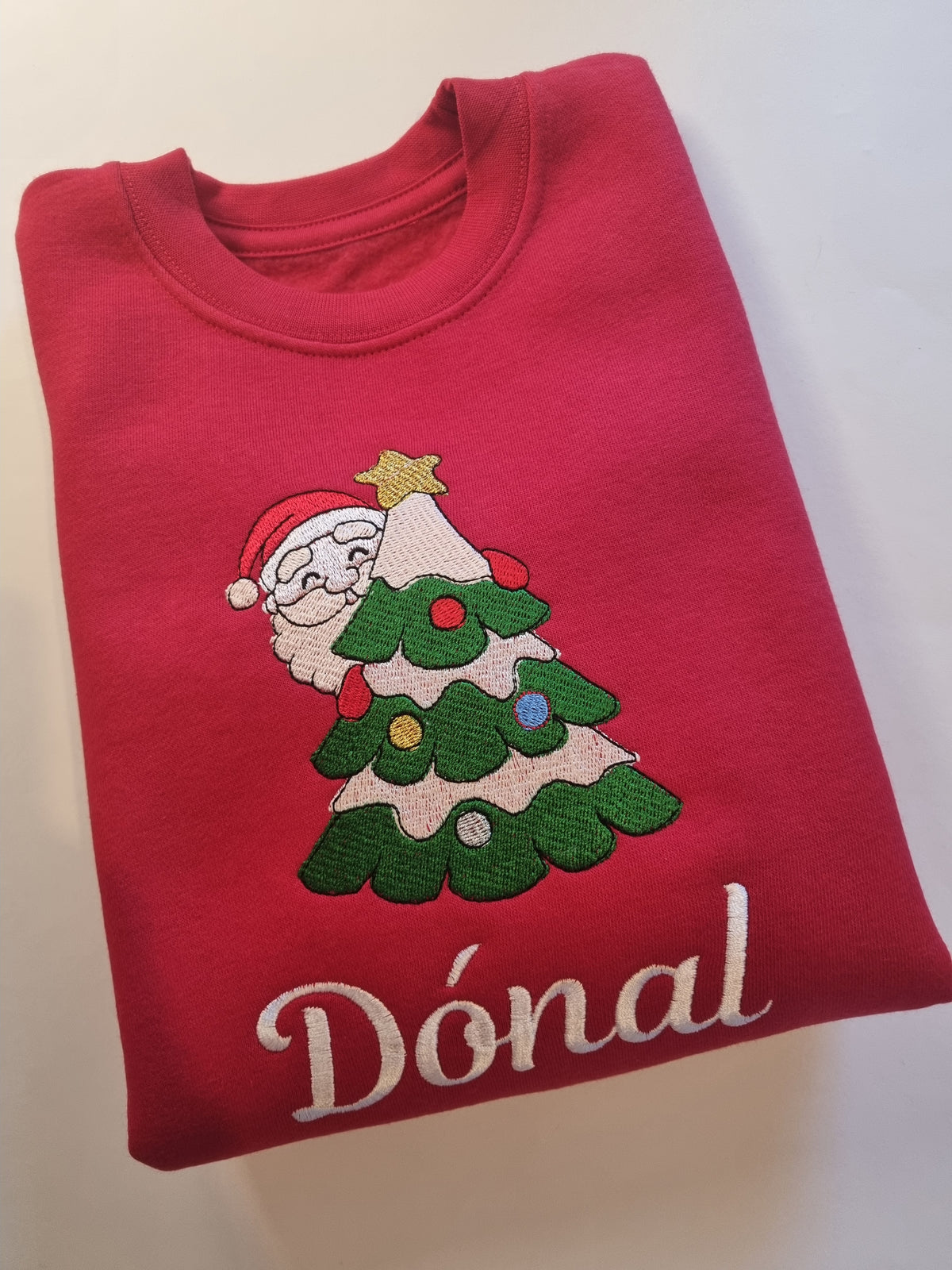 Dispatch In November - Christmas Sweatshirt -  Santa Hiding behind the Christams tree - Embroidery