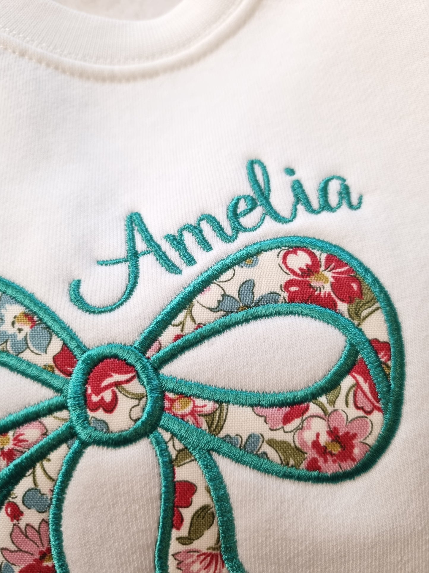 Personnalised Bow   Sweatshirt - Embroidery - Liberty of London fabric
