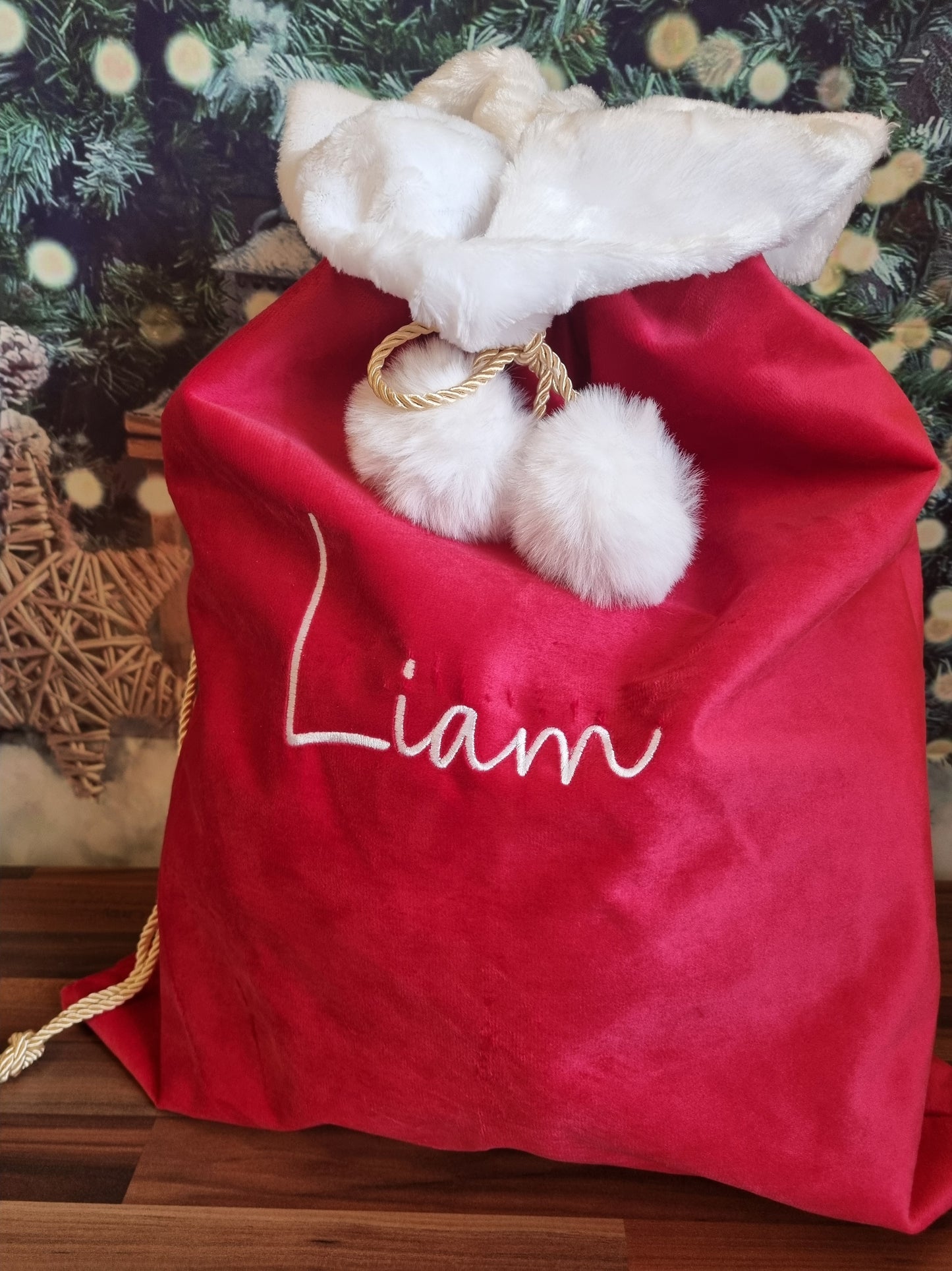 PRE ORDER NOW - Personnalised Plain Large Santa Sacks in Red - Embroidery