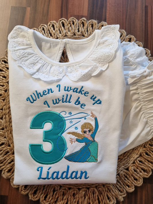 Elsa Birthday Personalised  Frill  Birthday PJ's - Girls