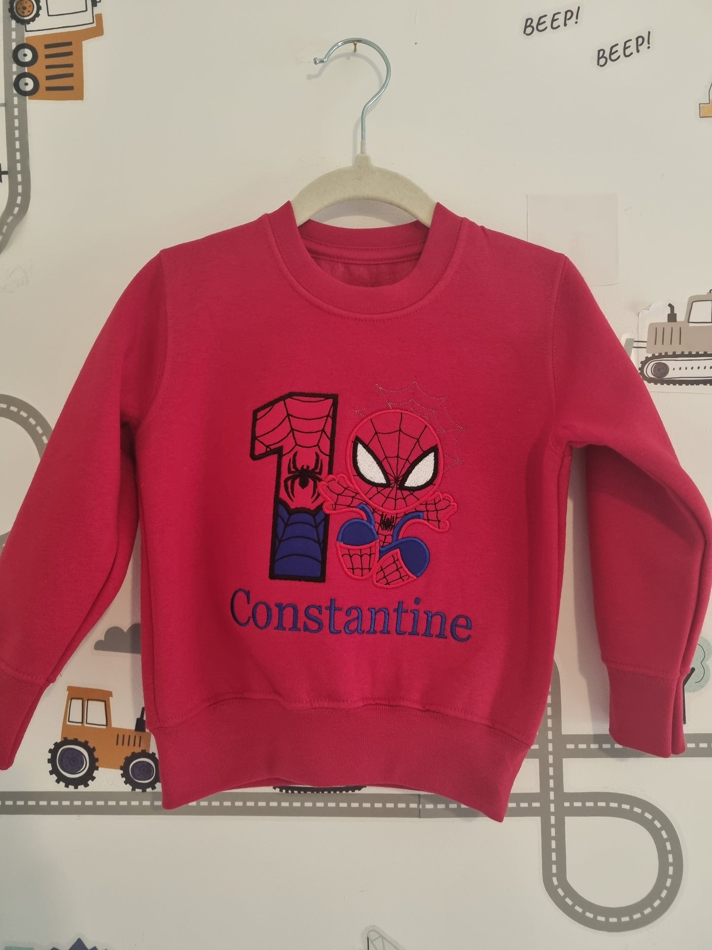 Children Personalised Spider Superhero Sweatshirt - Embroidery