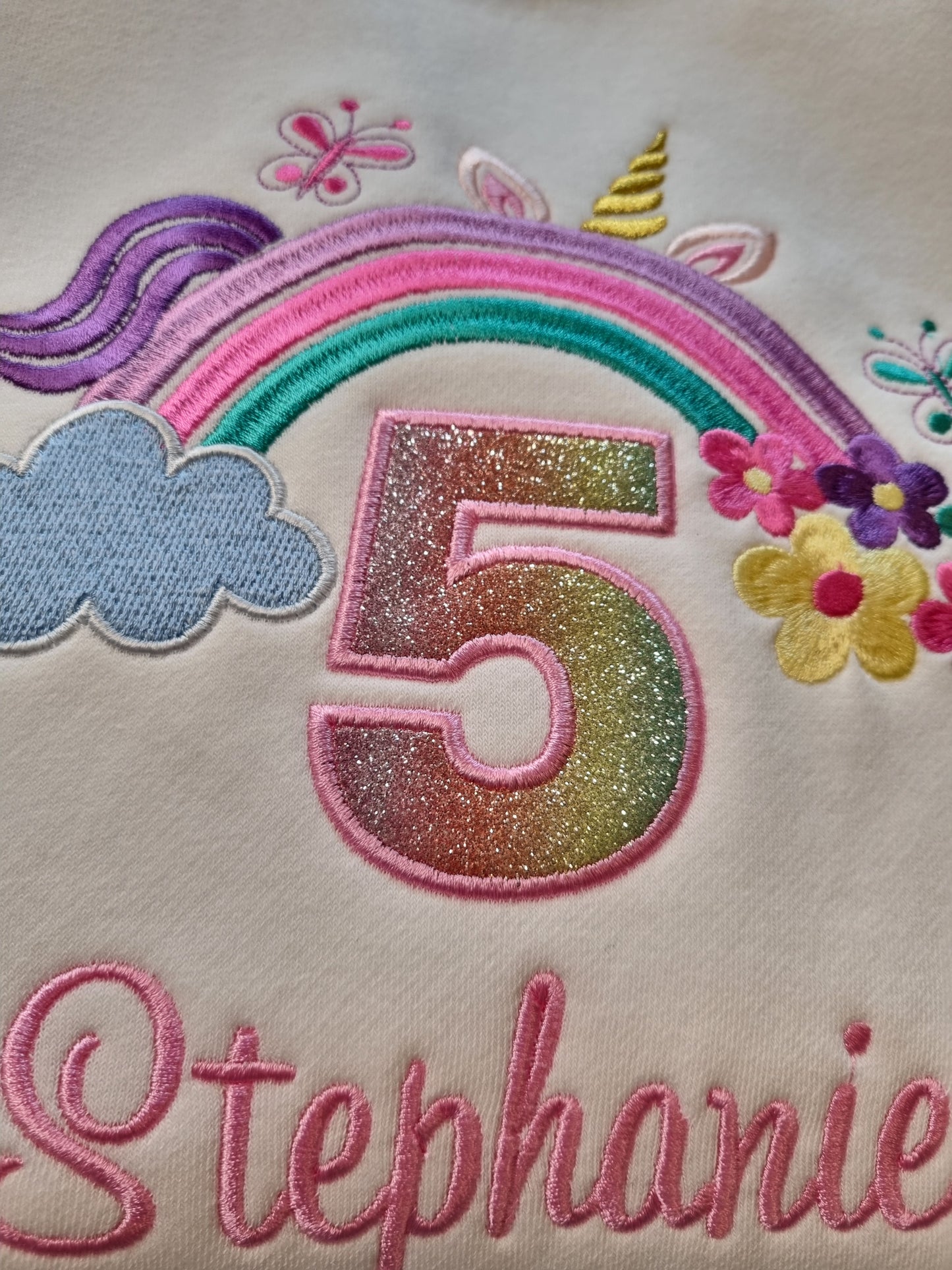 Children Personalised   Sweatshirt  with Rainbow - Embroidery