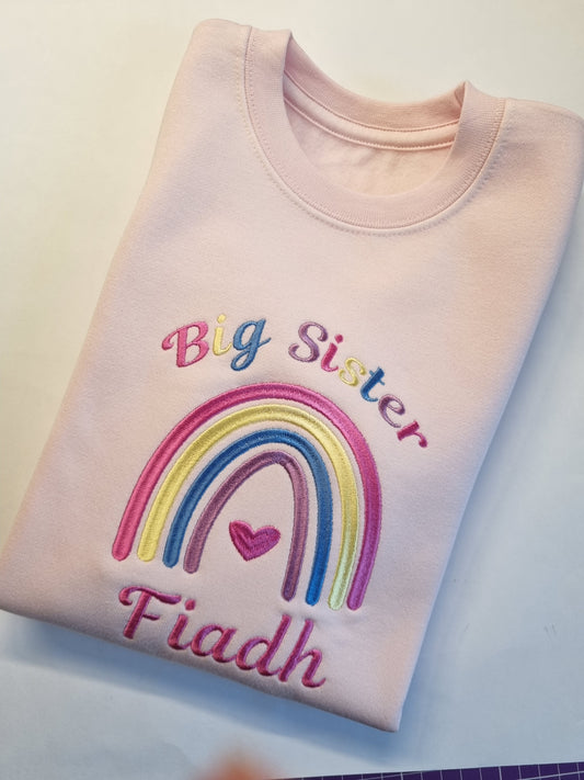 Big Sister Rainbow Sweatshirt - Embroidery