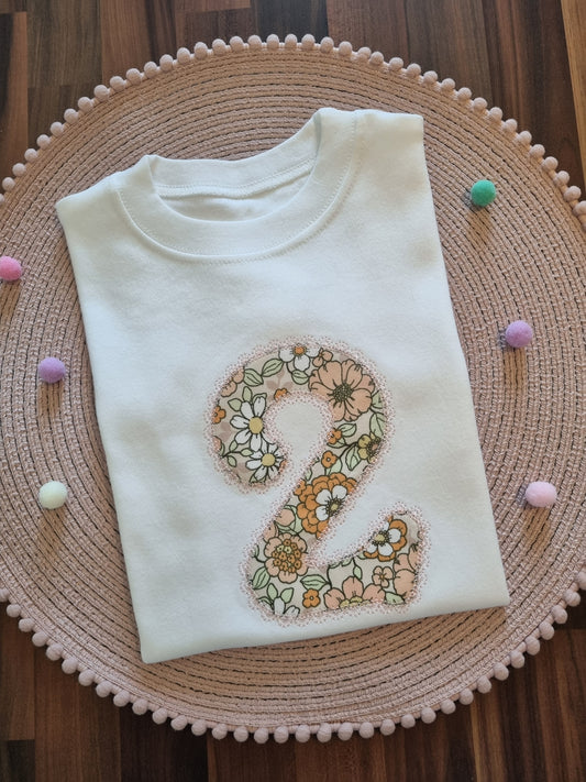 Birthday tshirt with Lace outline Number 2