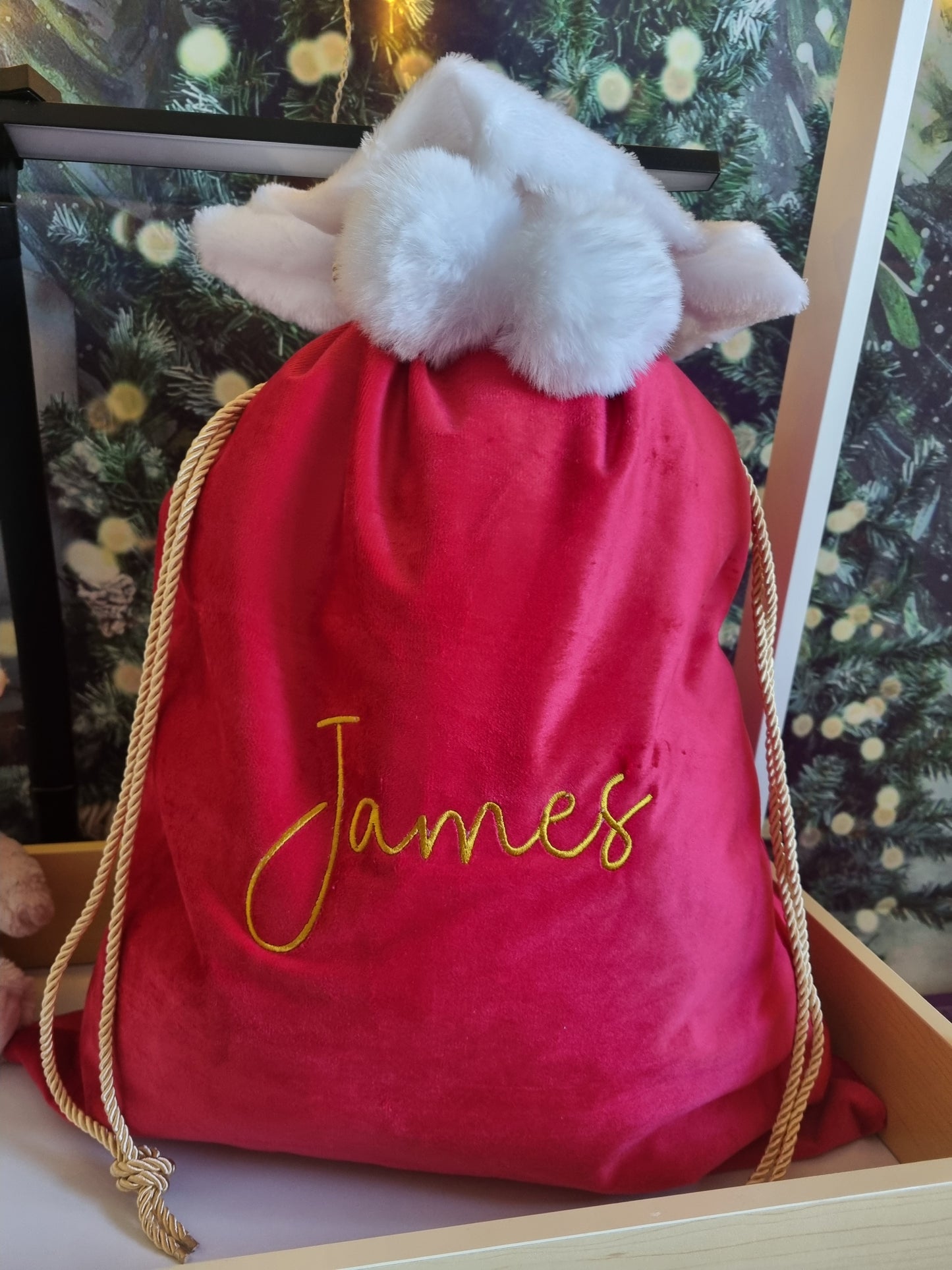 PRE ORDER NOW - Personnalised Plain Large Santa Sacks in Red - Embroidery