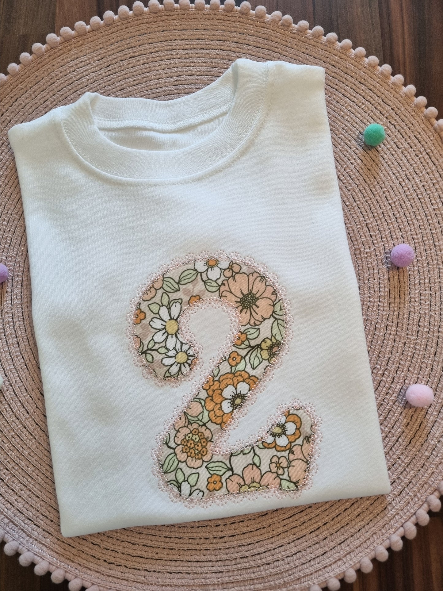 Birthday tshirt with Lace outline Number 2