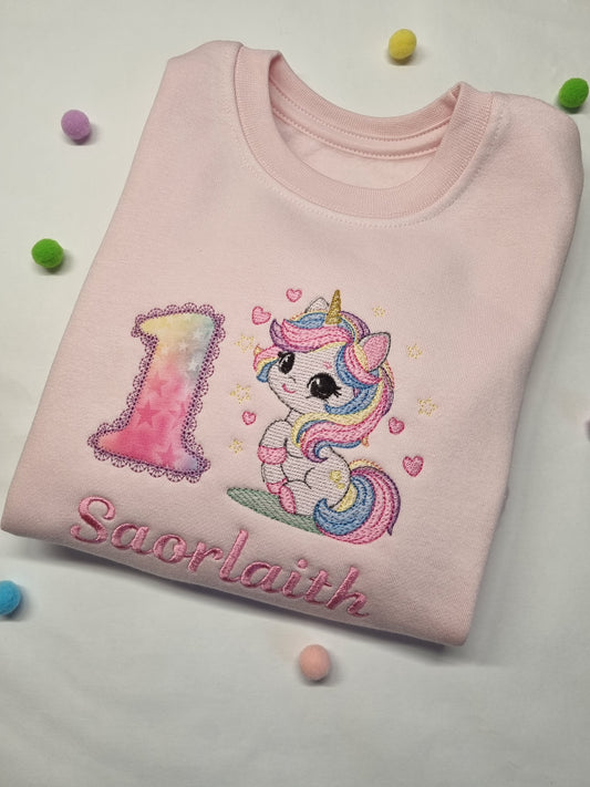 Children Personalised Birthday Sweatshirt - Embroidery