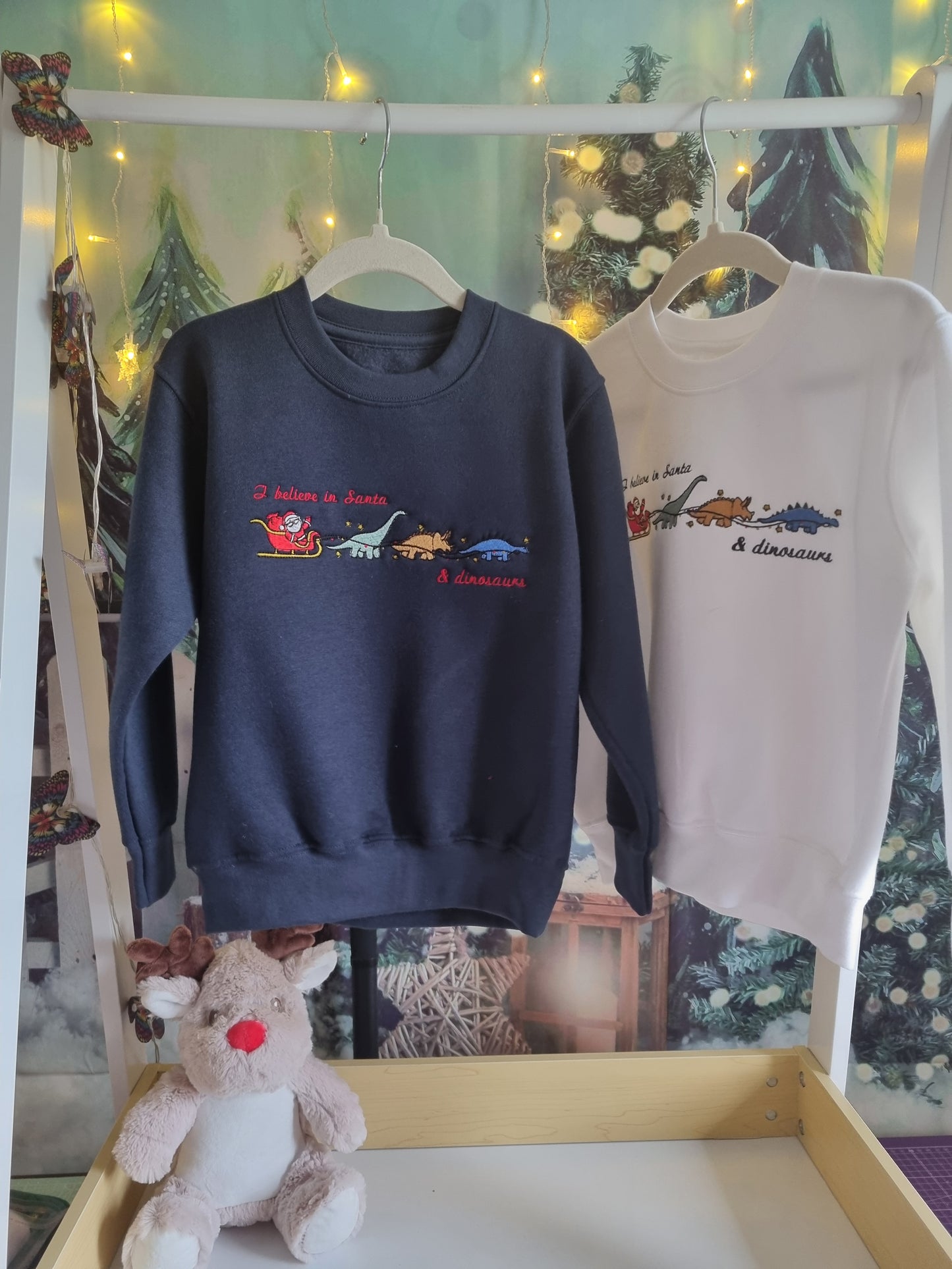 Christmas Children sweatshirt I believe in Santa and Dinosaurs