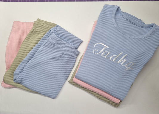 PERSONALISED MATCHING Lounge Set Loungewear Long Sleeve Clothes - Pjs - Embroidery