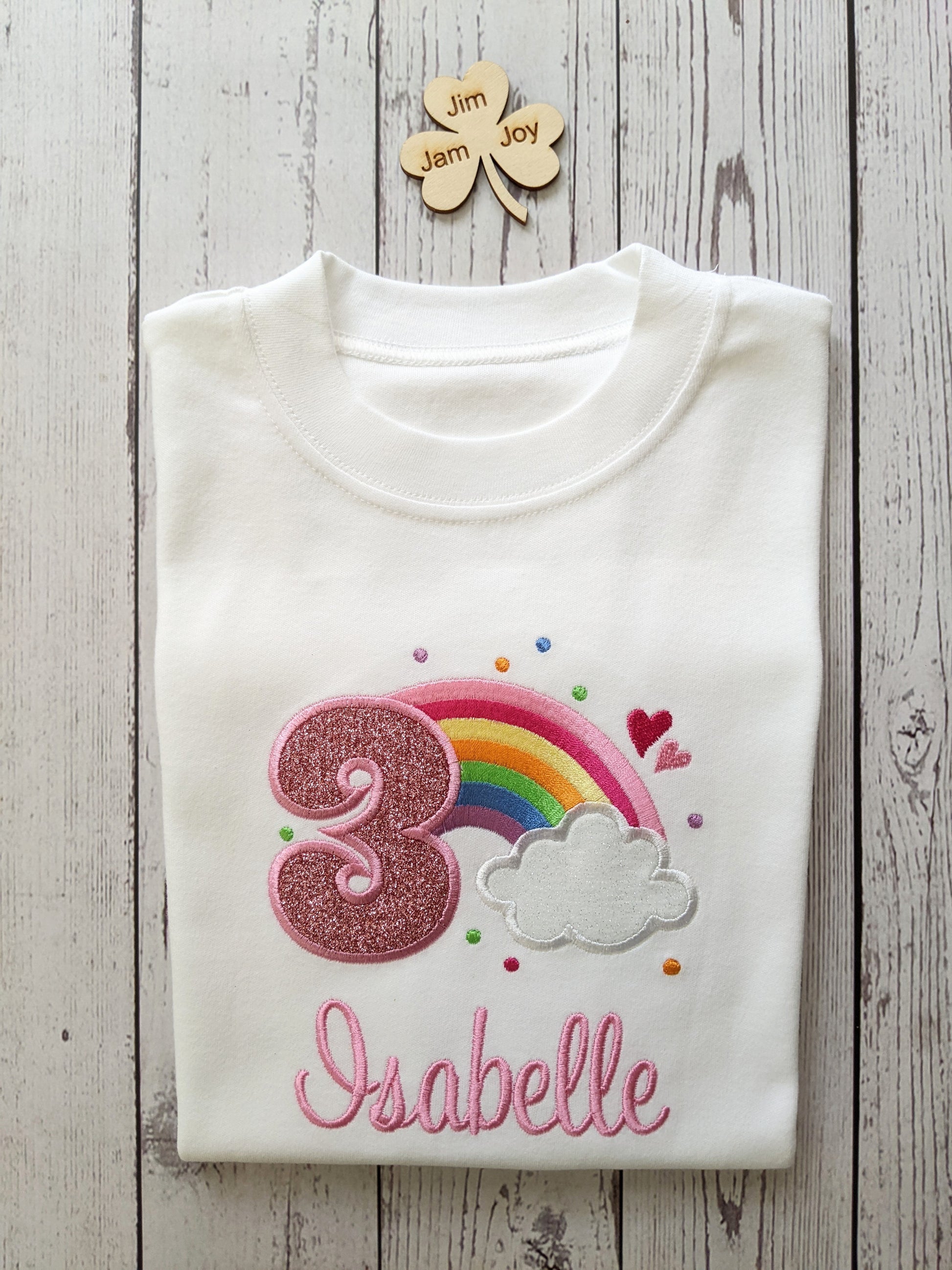 Personalised Rainbow Birthday  tshirt with cloud 