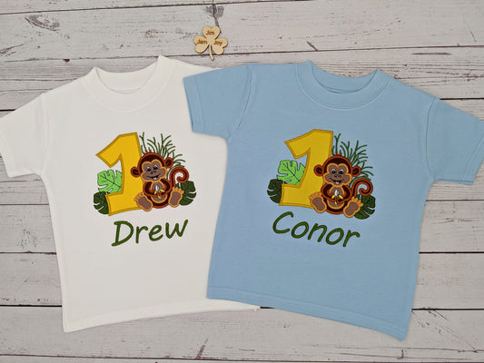 Children 1st Birthday Tshirt monkey