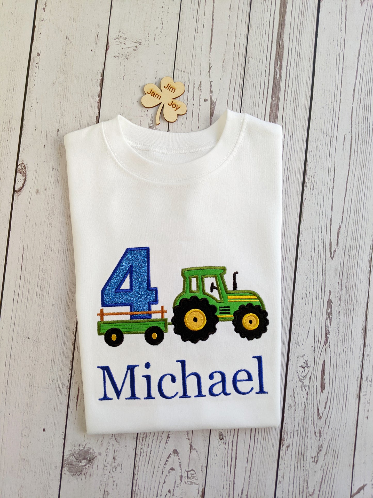 Children Birthday Tshirt Tractor and Trailer 