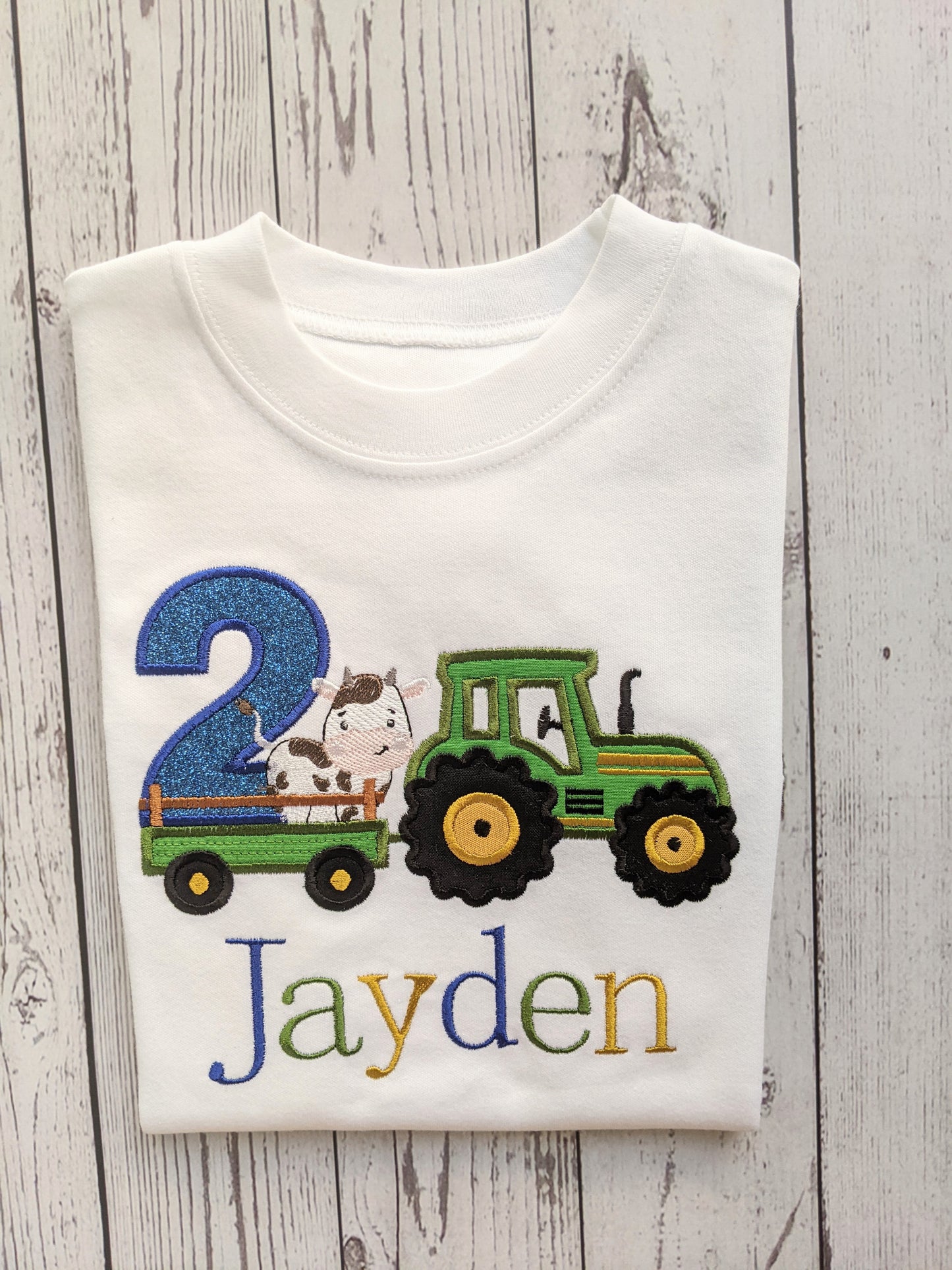 Children Tshirt Birthday tractor with cow