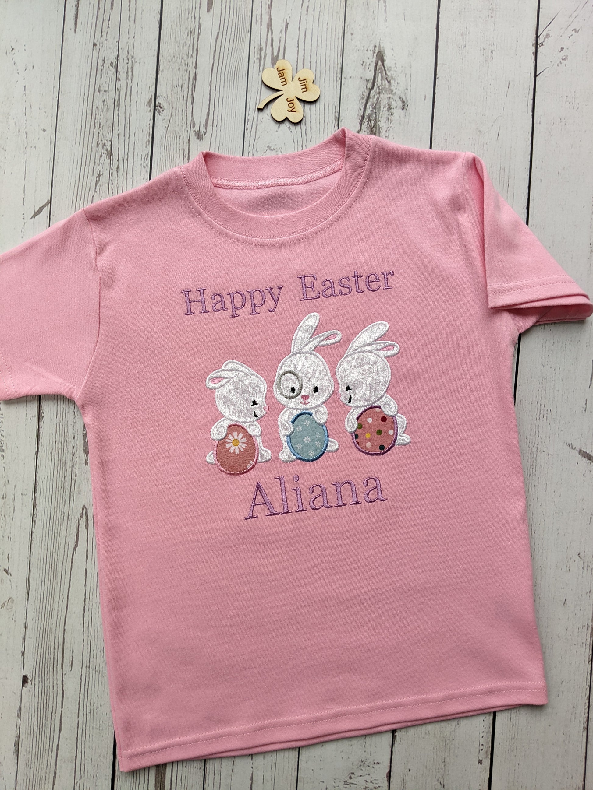 easter bunny tshirt easter egg tshirt pink tshirt for kids and girls happy easter made by jimjamjoy