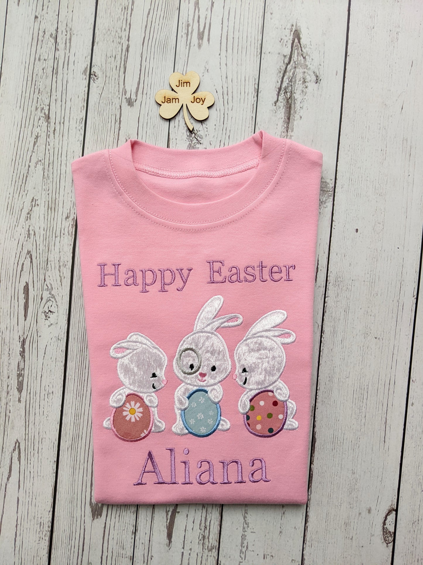 easter bunny tshirt easter egg tshirt pink tshirt for kids and girls happy easter made by jimjamjoy