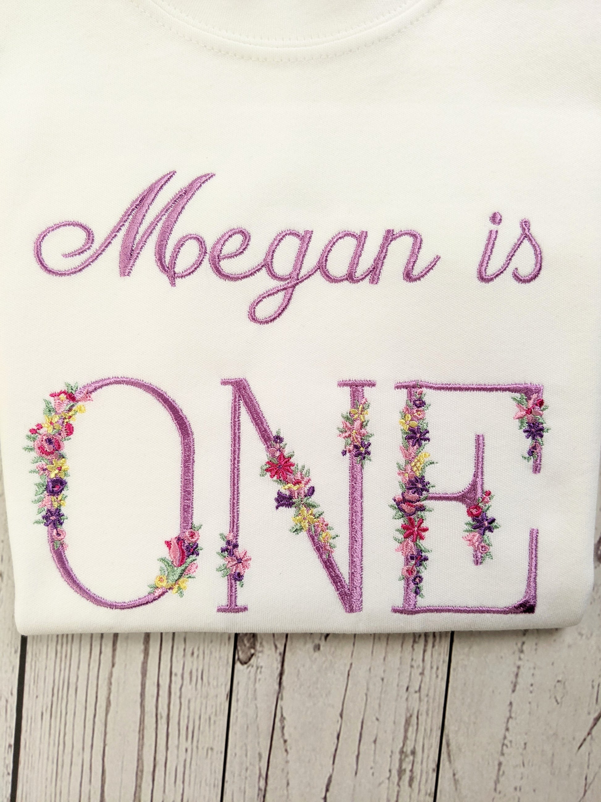 Children 1st Birthday Monogram Tshirt Flower