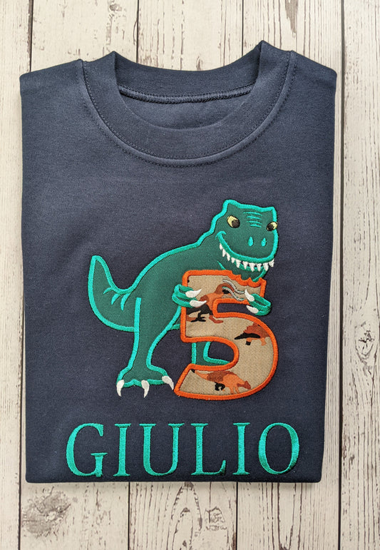 children dinosaur trex birthday tshirt