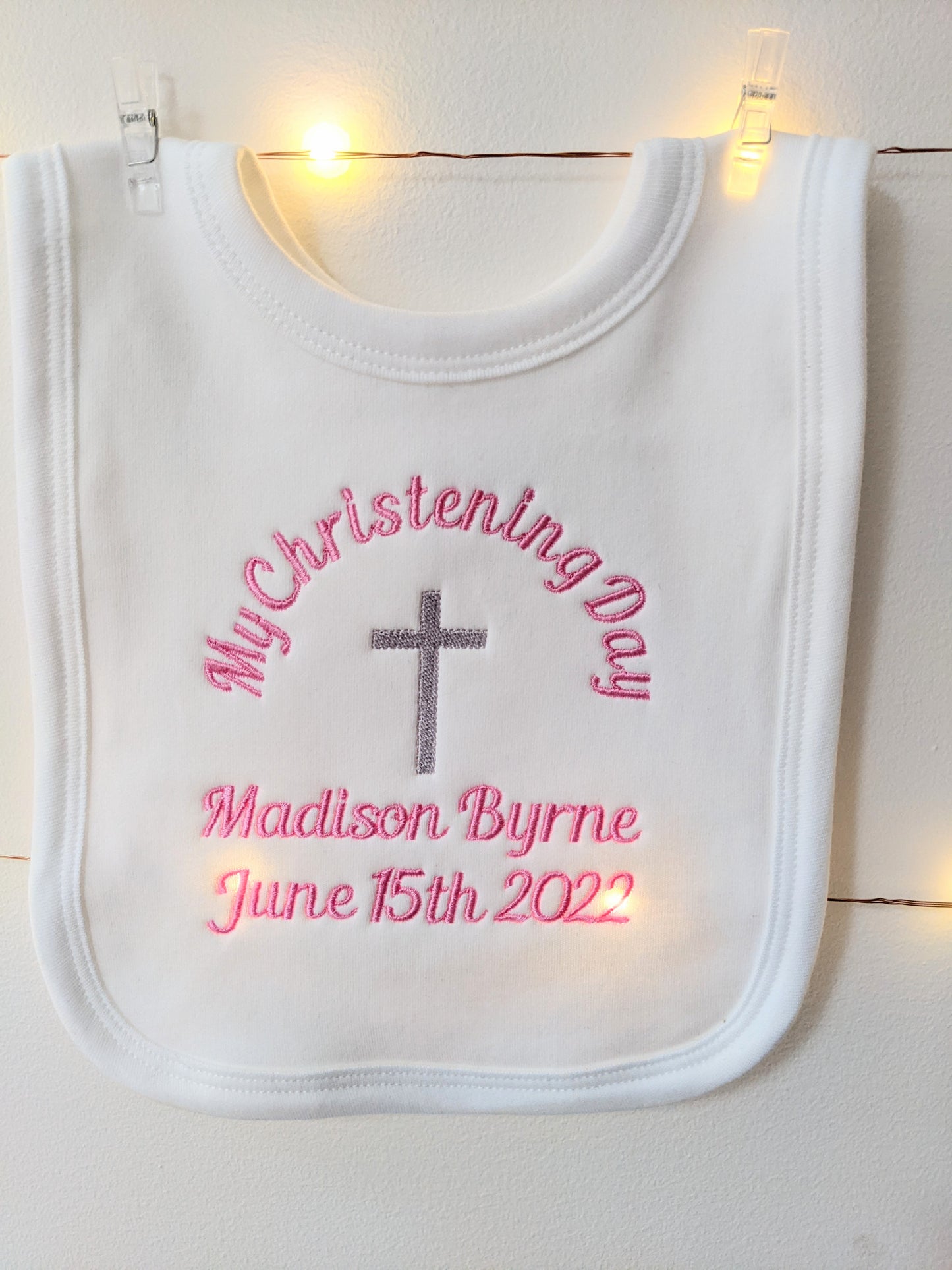 Christening bib personalised christening gift