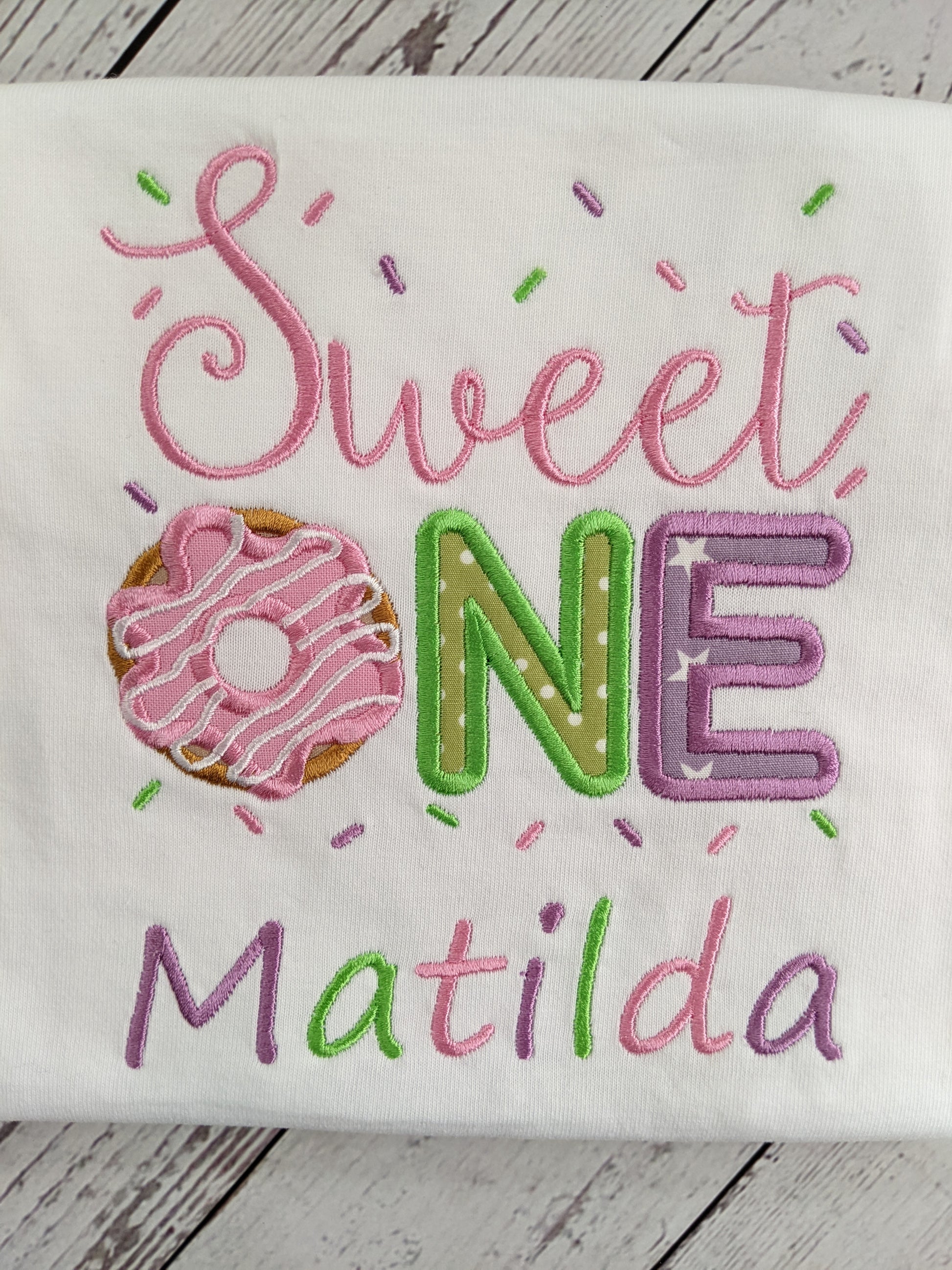 1st Birthday  tshirt sweet one with donut