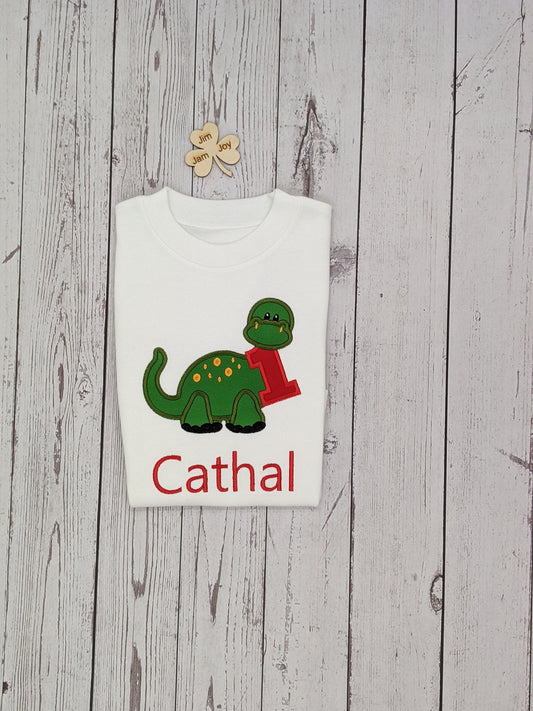 Children birthday tshirt with cute dinosaur diplodocus