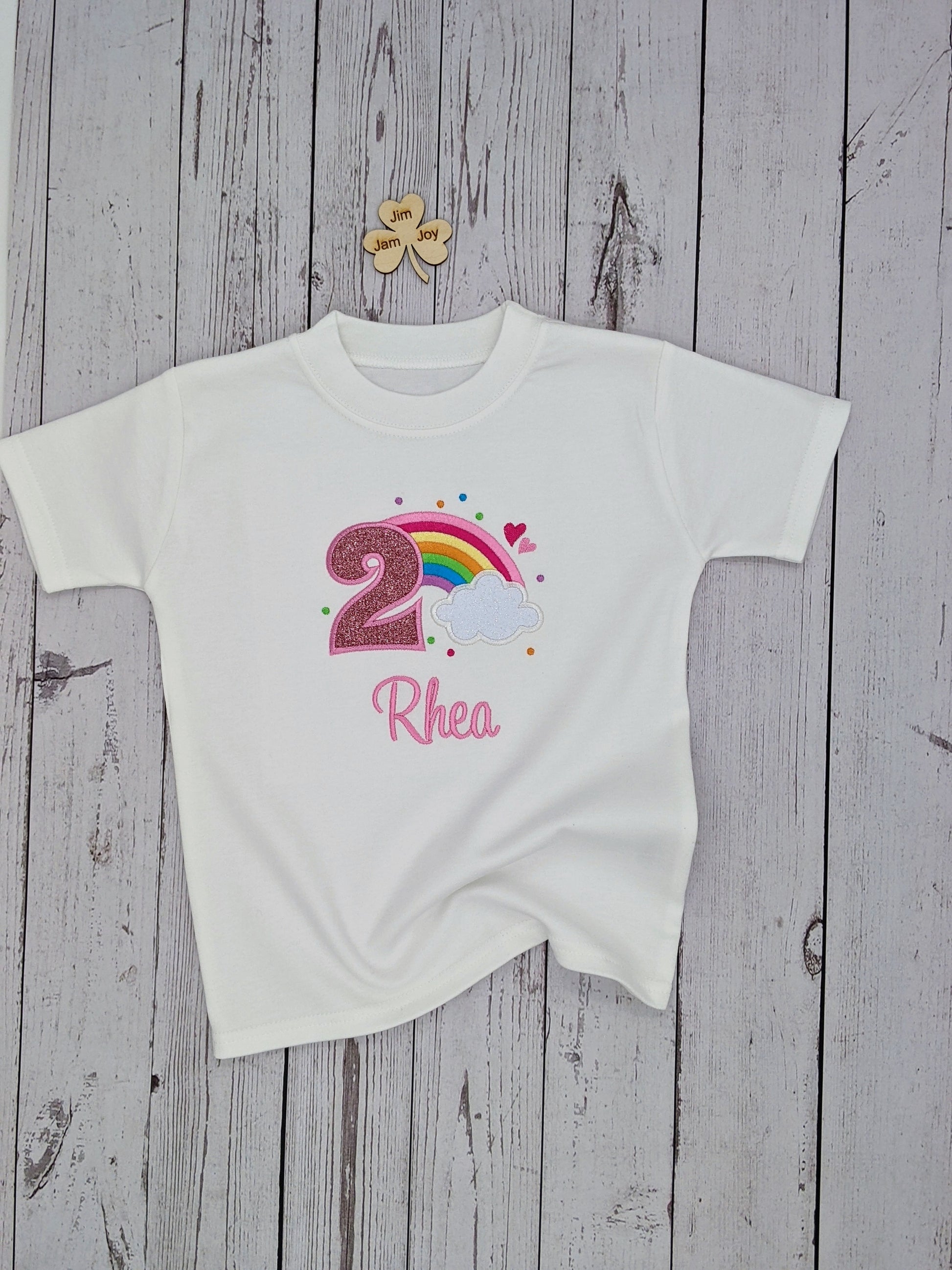 Personalised Rainbow Birthday  tshirt with cloud 