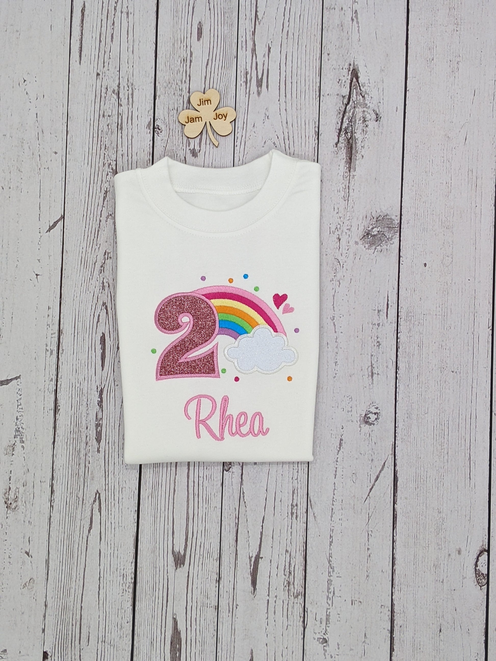 Personalised Rainbow Birthday  tshirt with cloud 