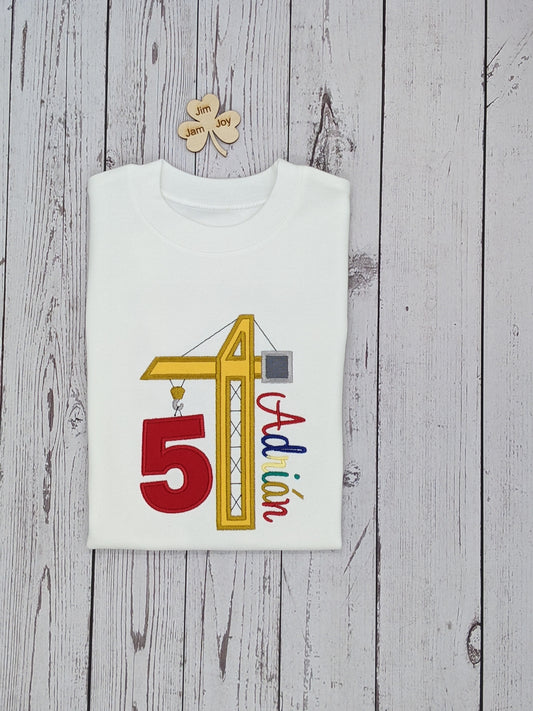 children birthday tshirt construction crane