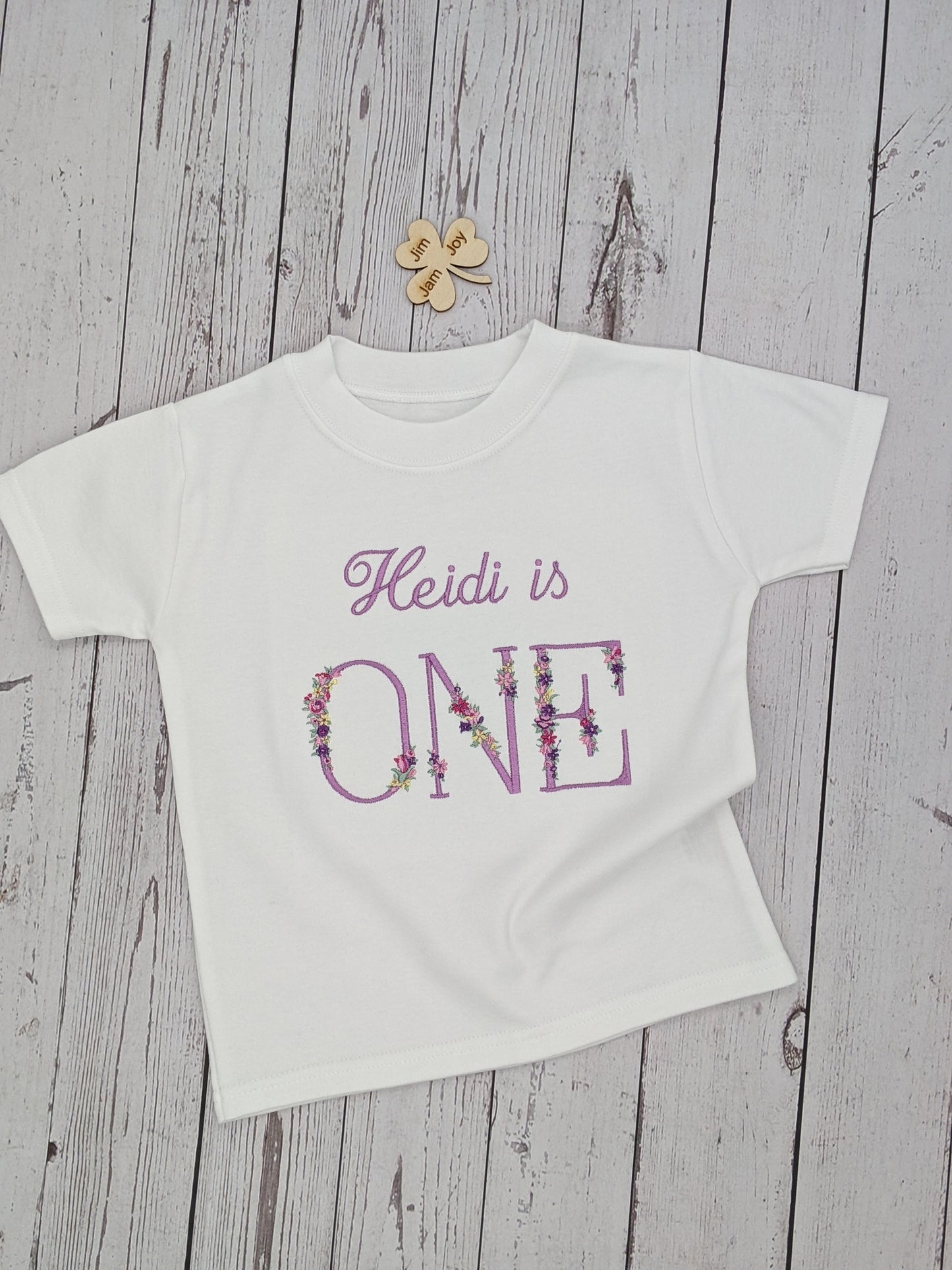 Children 1st Birthday Monogram Tshirt Flower